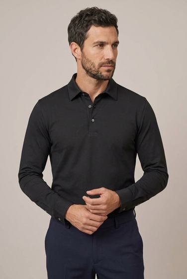 Siyah Uzun Kollu Polo